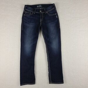 Silver Jeans Womens 28‎ Suki Capri Dark Wash Blue